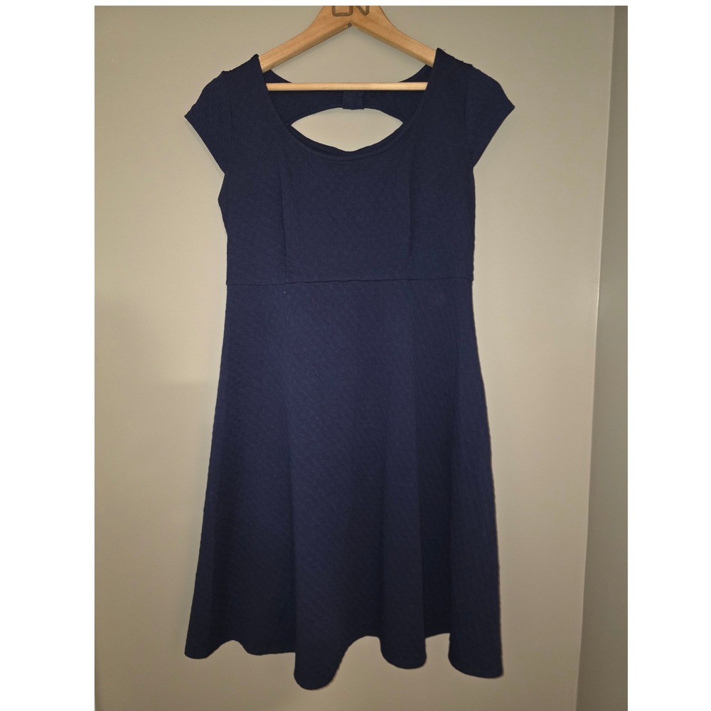 Oh Baby Motherhood Womens Navy Blue Summer Cutout Back Maternity Dress S